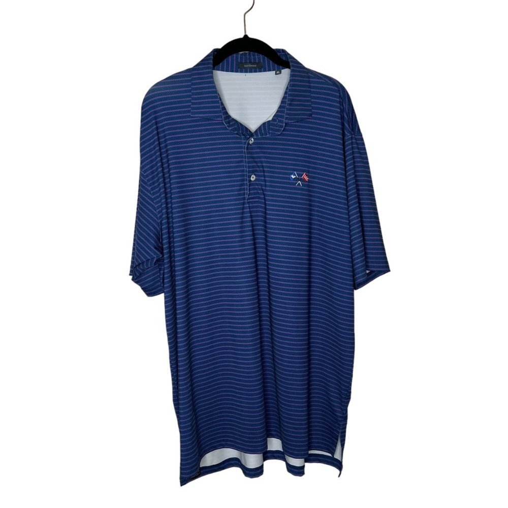TURTLESON Men's Sz XL Golf Performance Polo Short Sleeve Blue Purple Green Dots